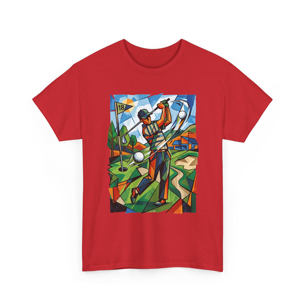 Golf Swing Art T-Shirt — Colorful Cubist Golfer Graphic Tee