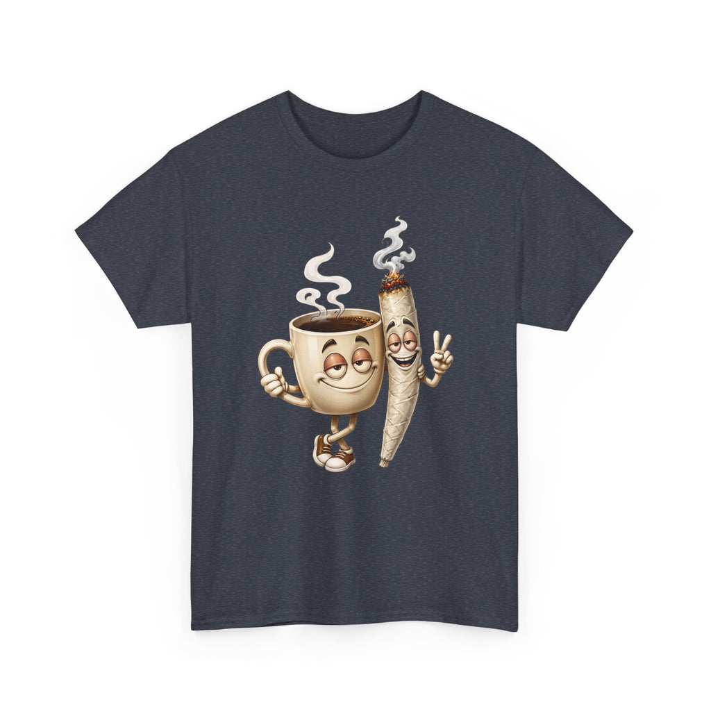 1 Coffee & Joint Funny Tee — Cute Smiling Coffee Cup and Joint Graphic Shirt