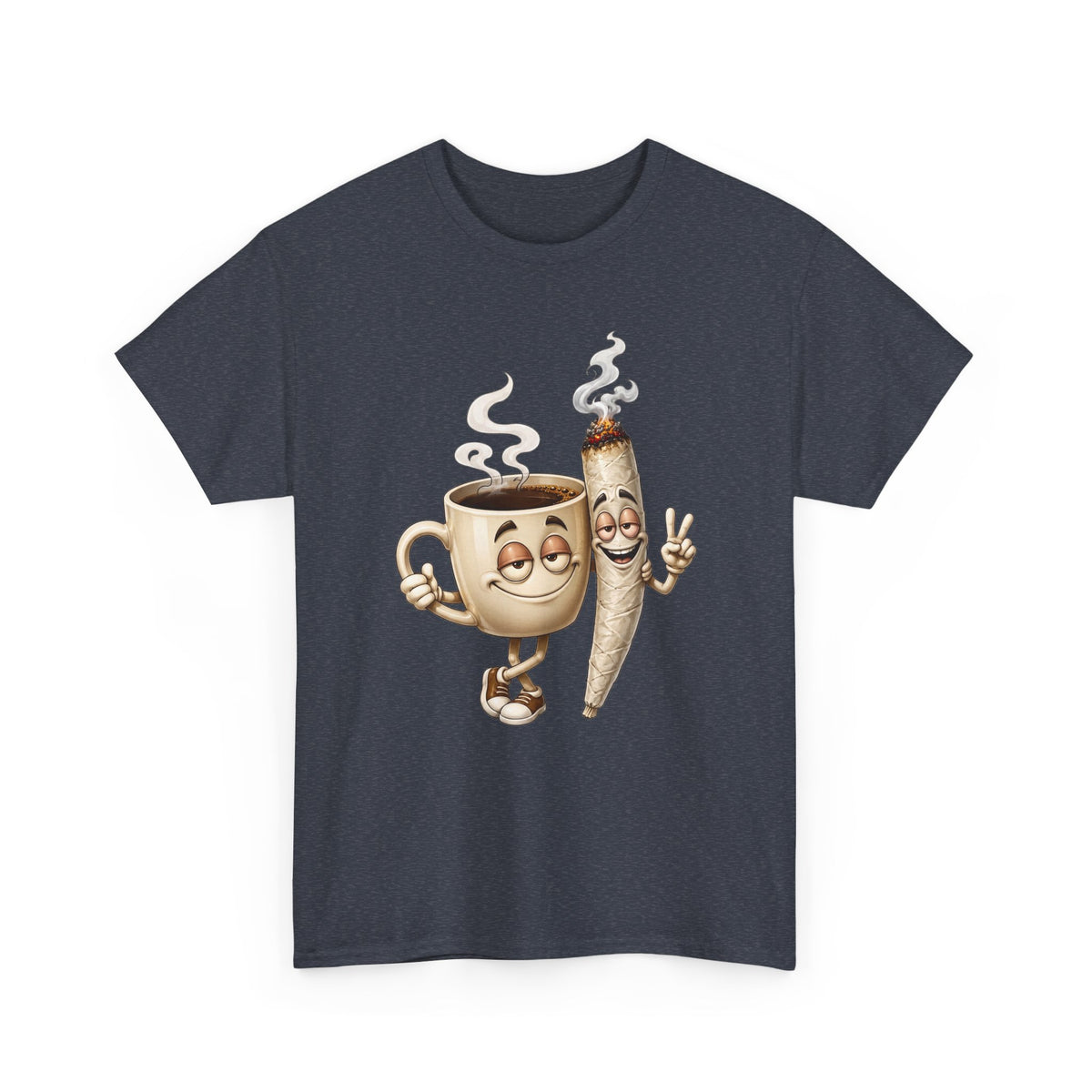 1 Coffee & Joint Funny Tee — Cute Smiling Coffee Cup and Joint Graphic Shirt