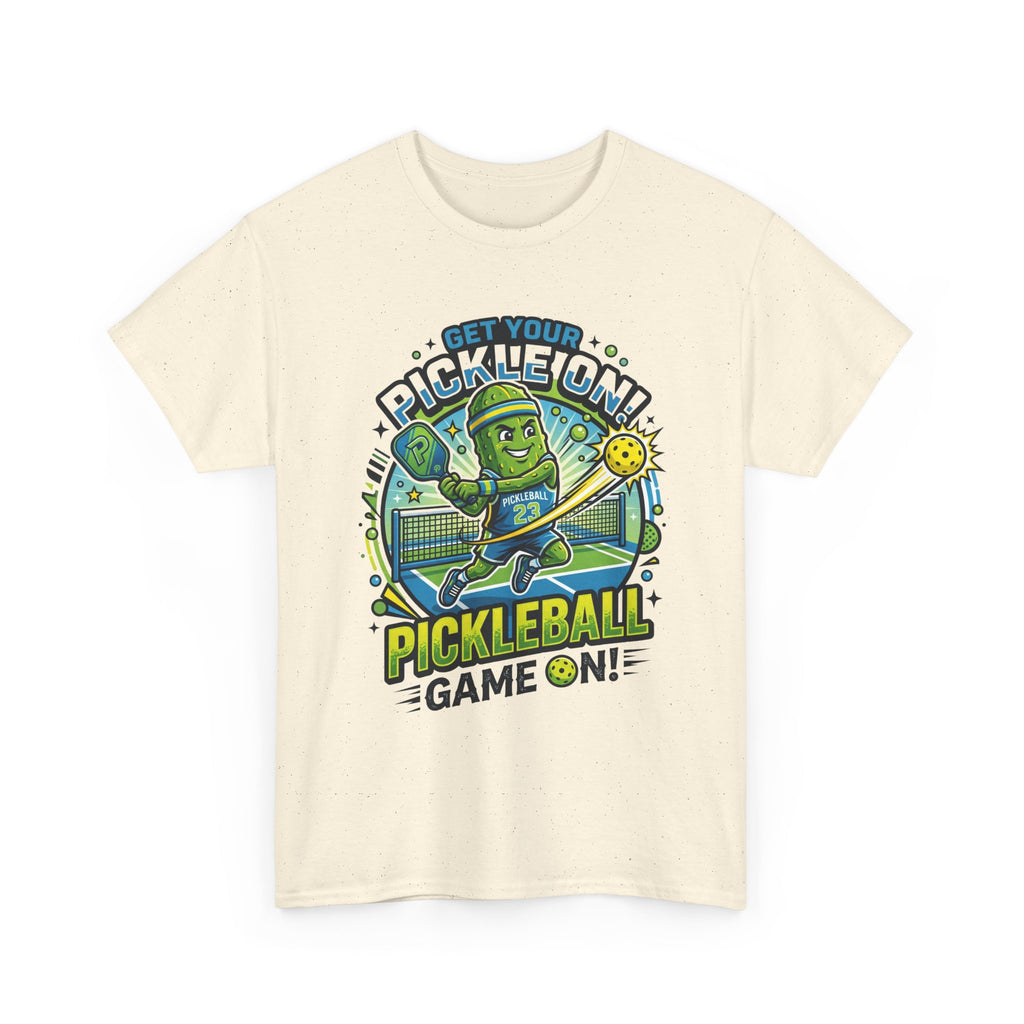 Pickleball Tee - "Get Your Pickle On!" Fun Pickle Character Game On Shirt