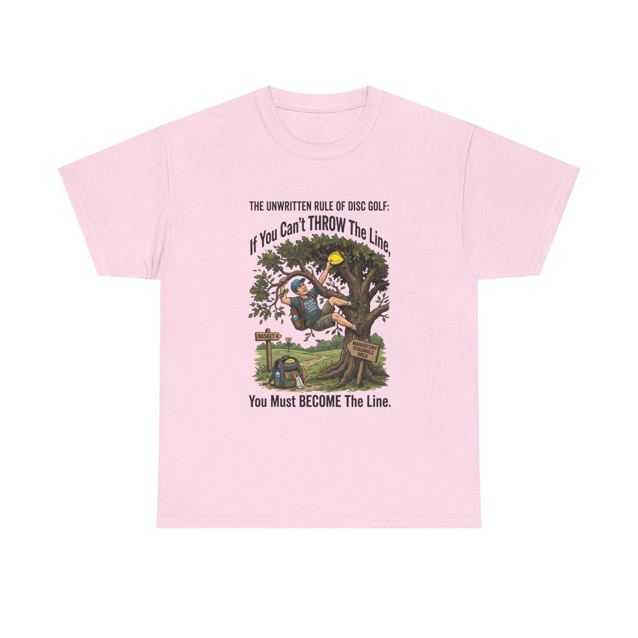Disc Golf T-Shirt - "If You Can't Throw the Line, You Must Become the Line" Vintage Golf Cartoon Tee