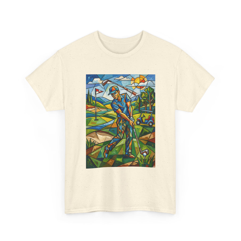Golf Stained Glass Art Tee — Colorful Golfer Graphic T-Shirt