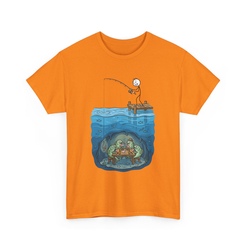 Fishing Tee — Underwater Surprise Cartoon T-Shirt (Fisherman & Sea Creatures)