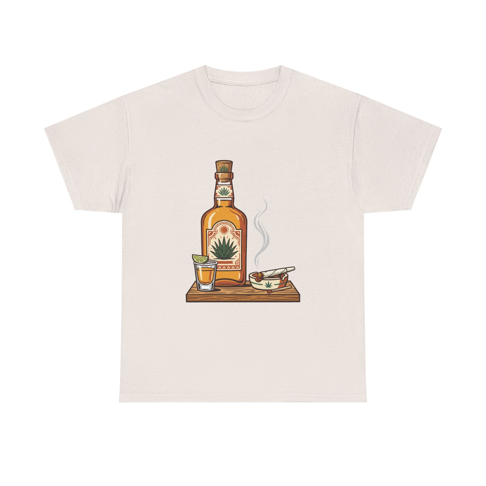 Tequila & A joint Tee — Bottle, Shot Glass & joint Graphic Shirt