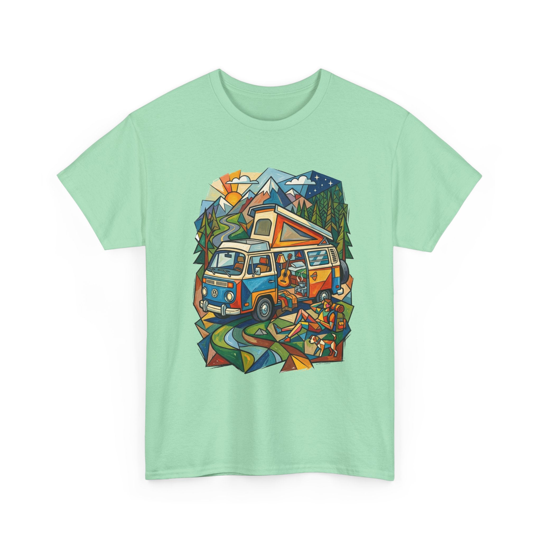 Van Life Camper Van T-Shirt – Retro Mountain Adventure Tee