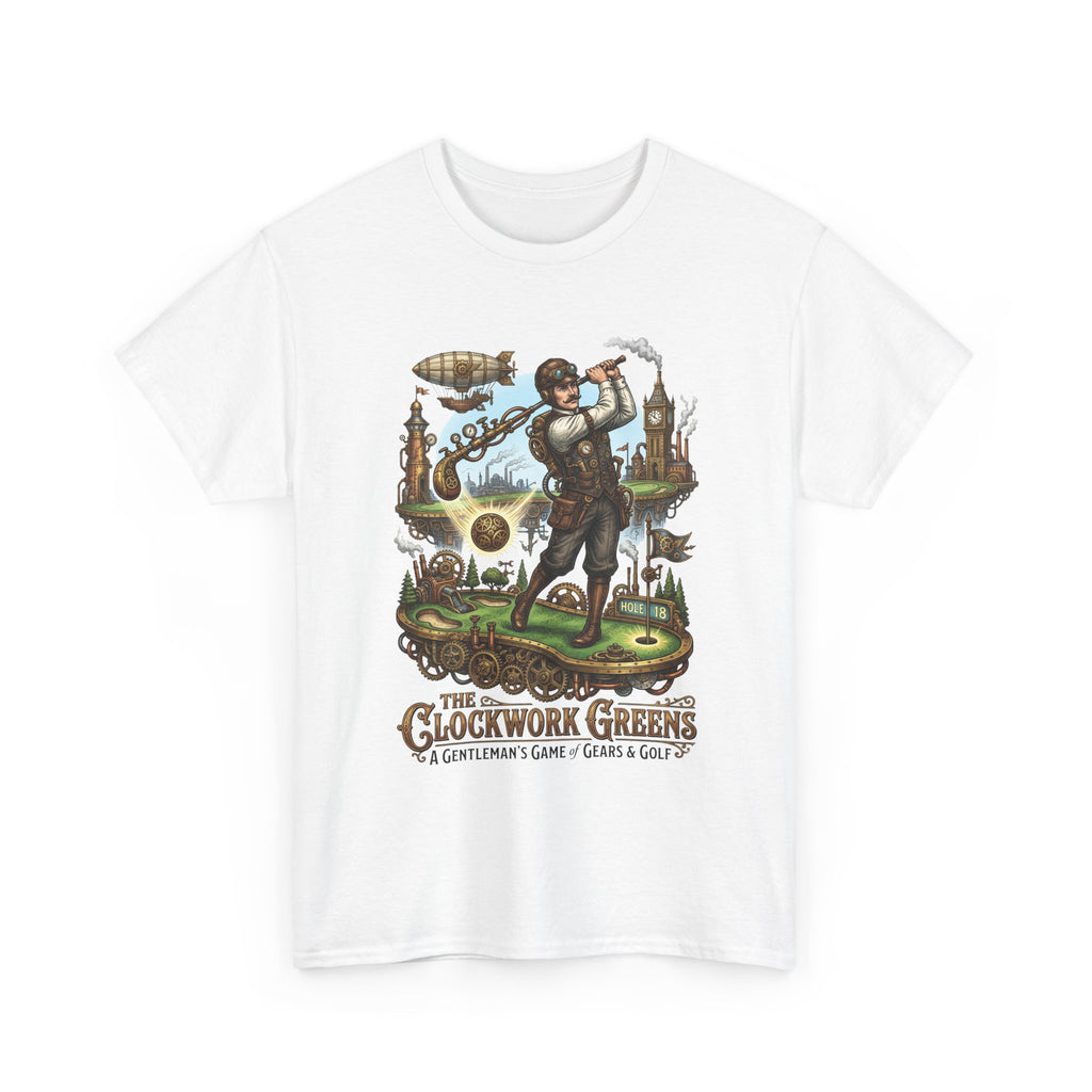 Golf Steampunk T-Shirt — "The Clockwork Greens" Vintage Golfing Design