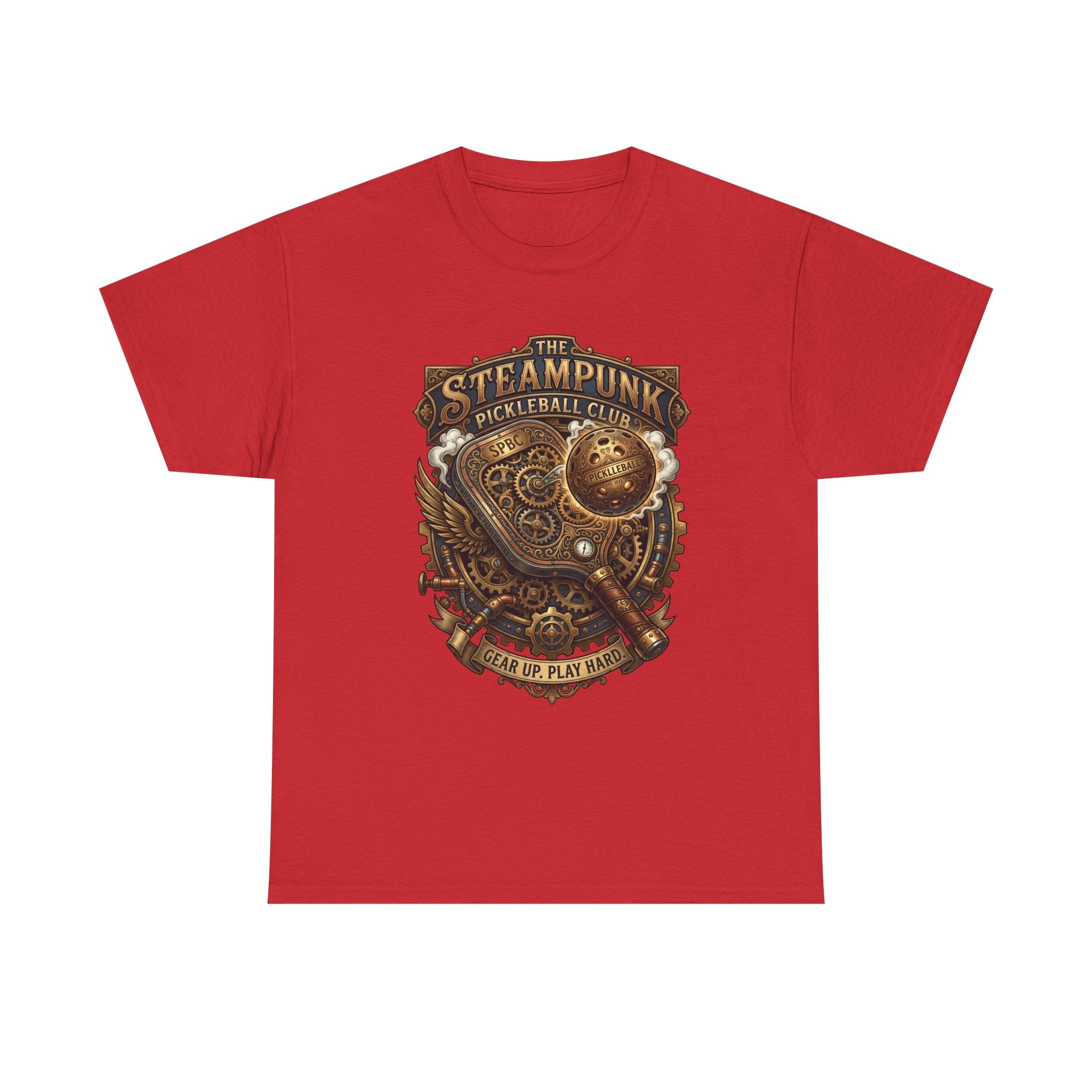 Steampunk Pickleball Club T‑Shirt – Vintage Gear & Gears Graphic Tee