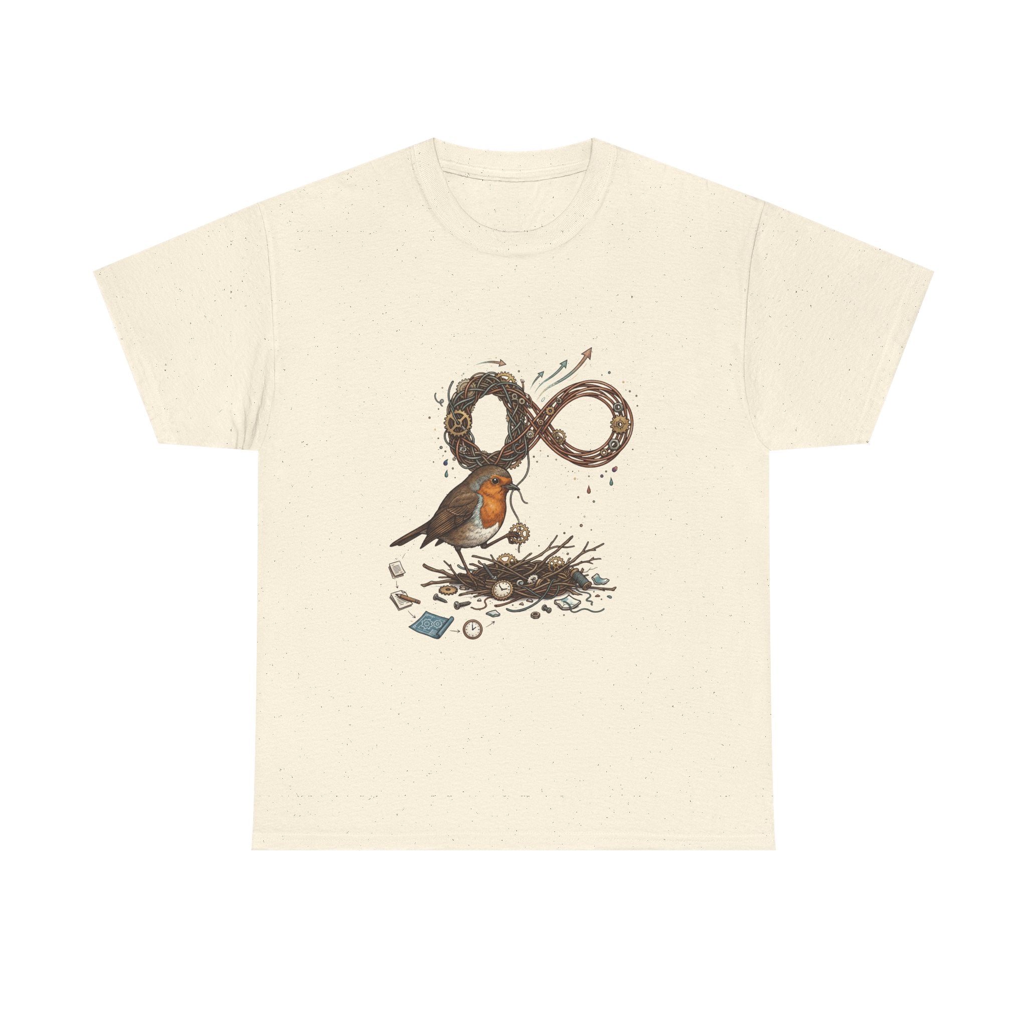 Robin & Infinity Symbol Tee — Nature-Inspired Bird Nest Graphic Shirt idk