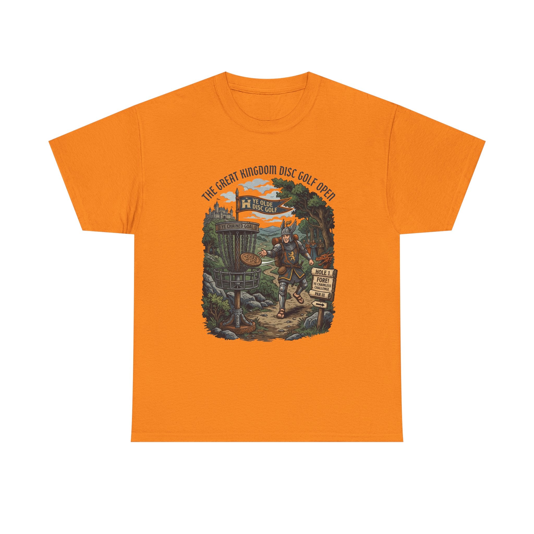 Medieval Disc Golf Adventure Tee — "The Great Kingdom Disc Golf Open" Graphic Shirt