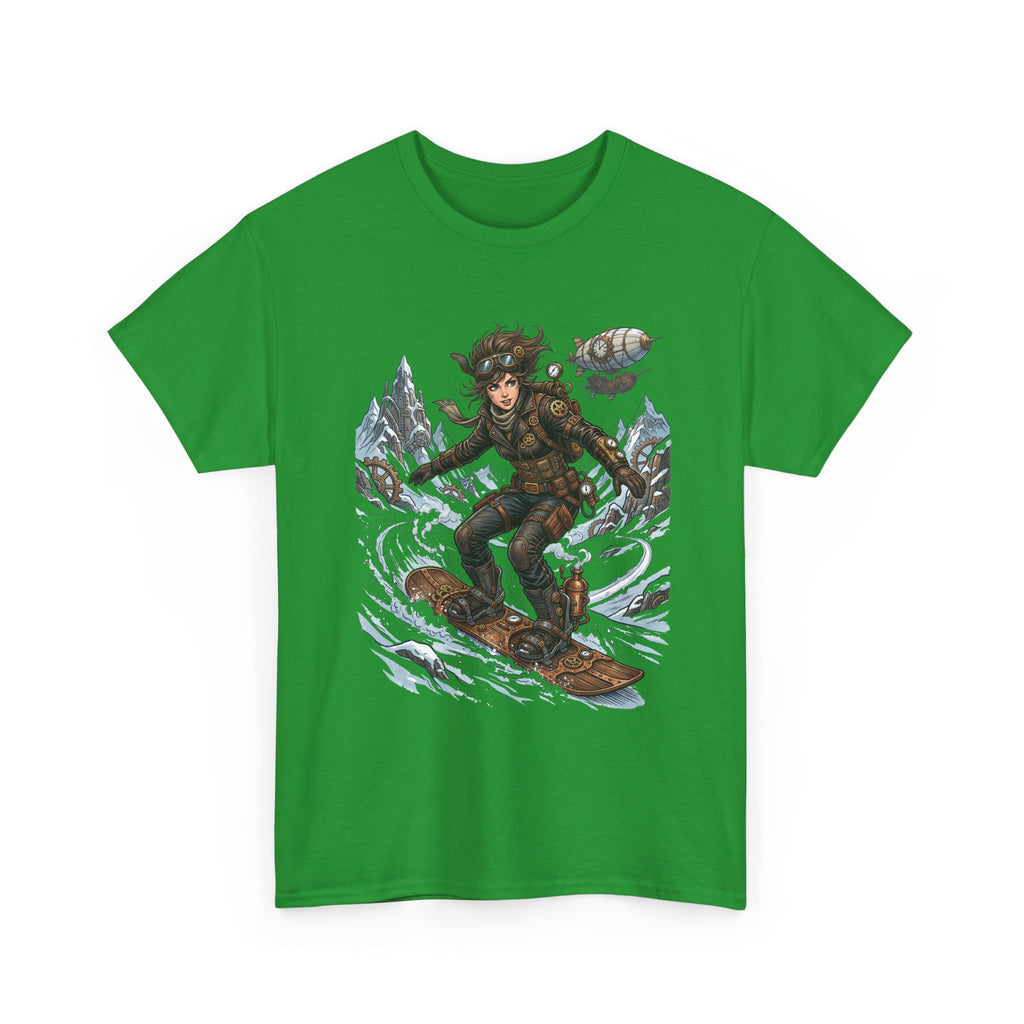 Steampunk Girl Snowboarder Graphic Tee — Winter Snowboarding Adventure Shirt