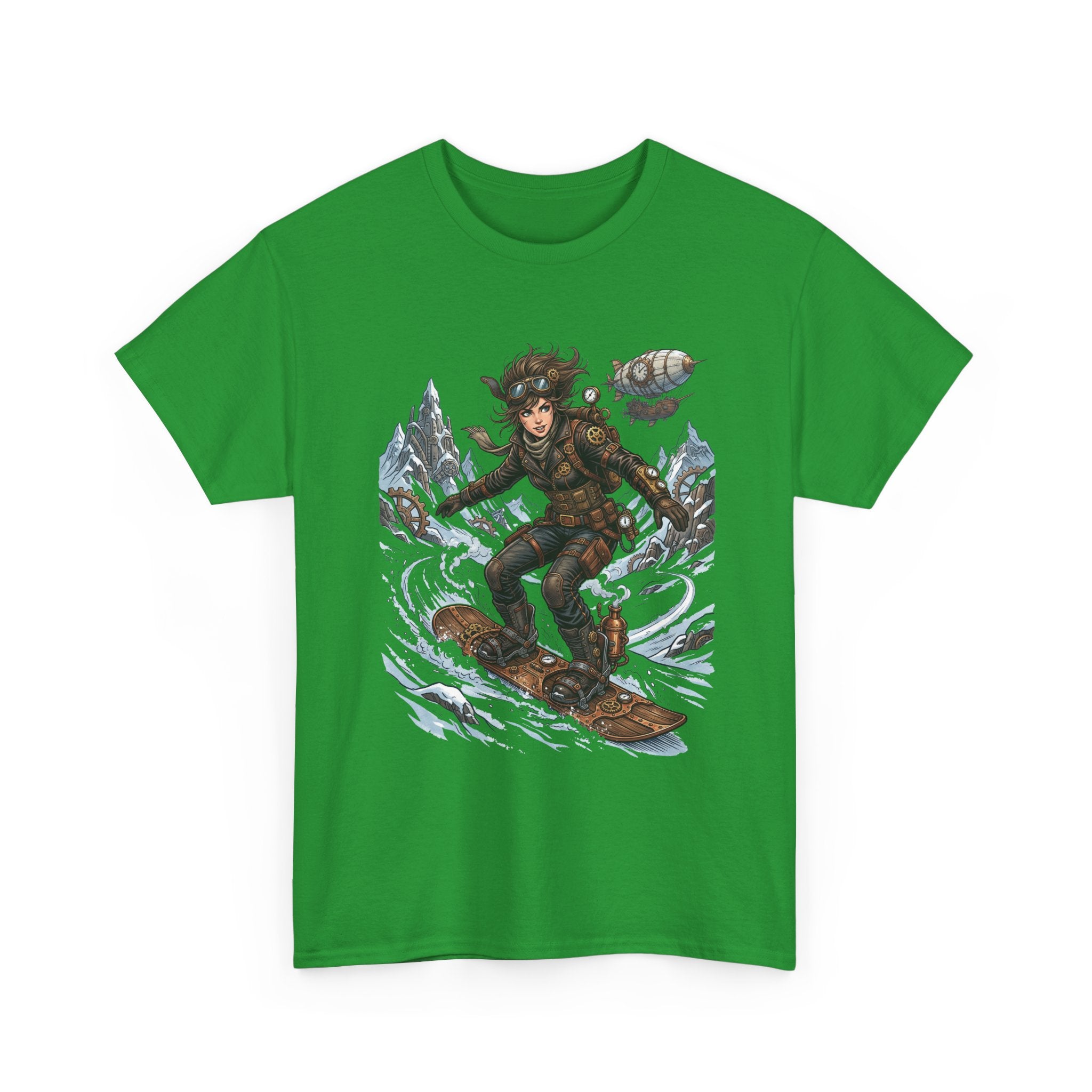 Steampunk Girl Snowboarder Graphic Tee — Winter Snowboarding Adventure Shirt