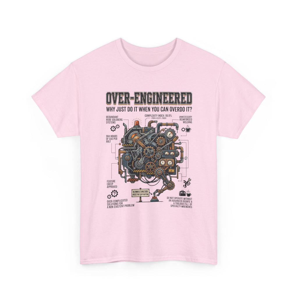 Over-Engineered Tee – Funny Engineer T-Shirt with Mechanical Brain Diagram