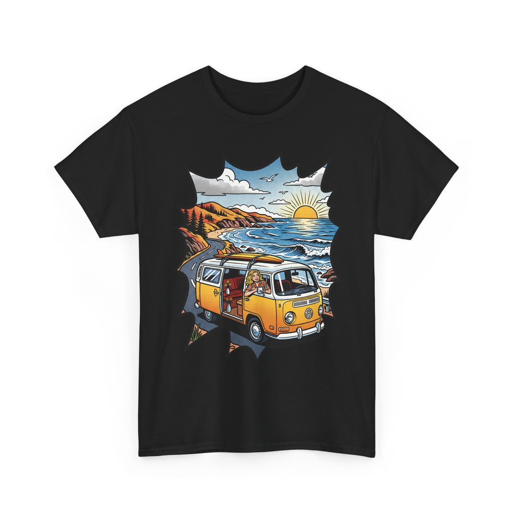 Road Trip Van T-Shirt — Vintage Camper Beach Sunset Tee