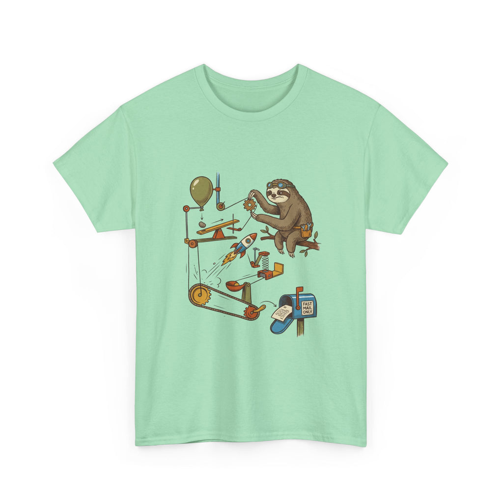 T-Shirt — Sloth Rube Goldberg Machine Graphic Tee
