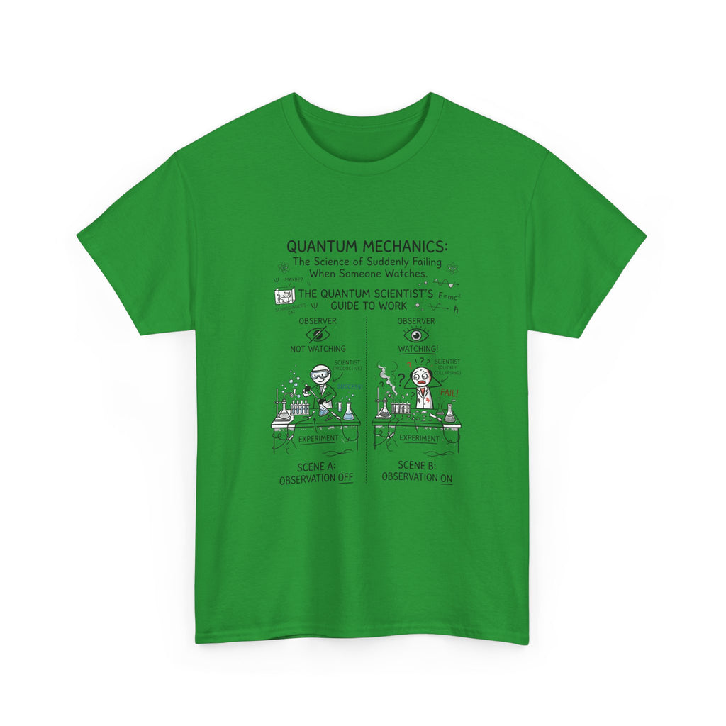 Quantum Mechanics Cartoon T‑Shirt — Funny Science Diagram Tee