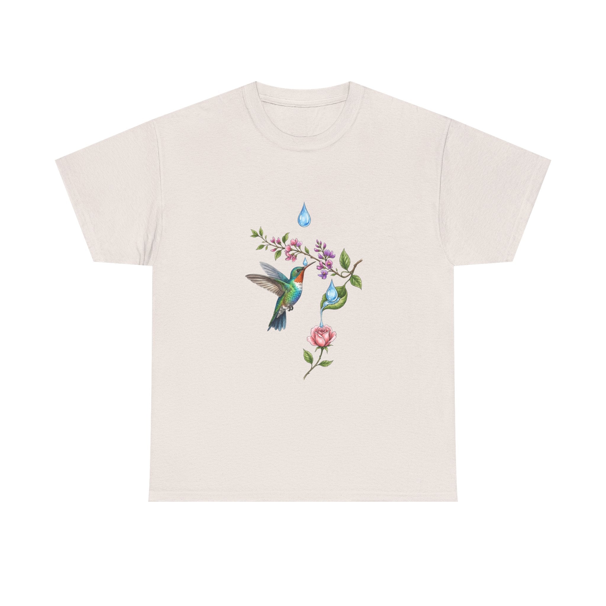 Hummingbird & Floral Tee — Watercolor Garden Shirt