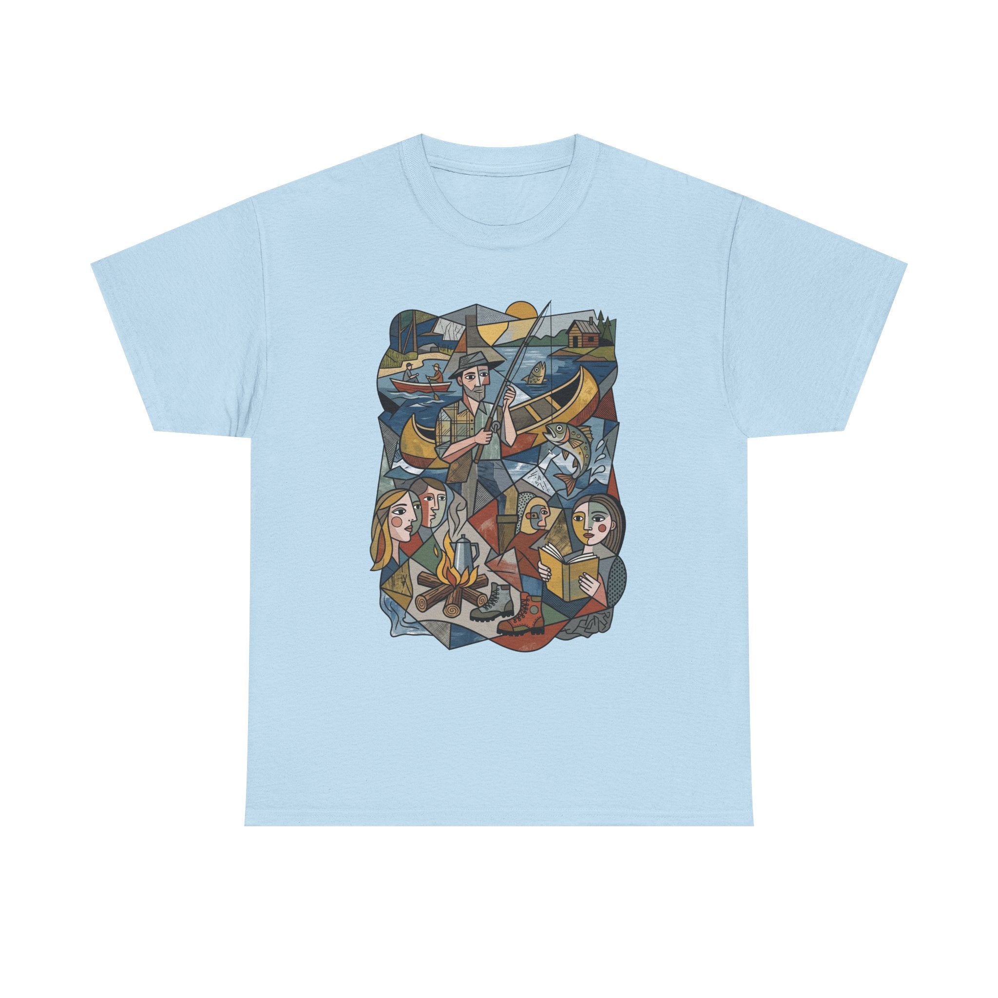 T-Shirt — Nautical Folk Art Crew: Illustrated Sailing, Fishing & Harbor Scene
