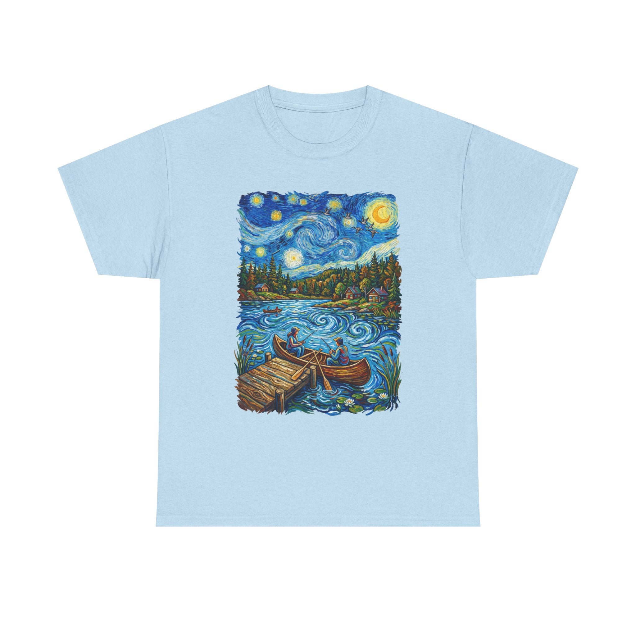 Starry Night Lake T-Shirt — Canoe Dock Scenic Tee
