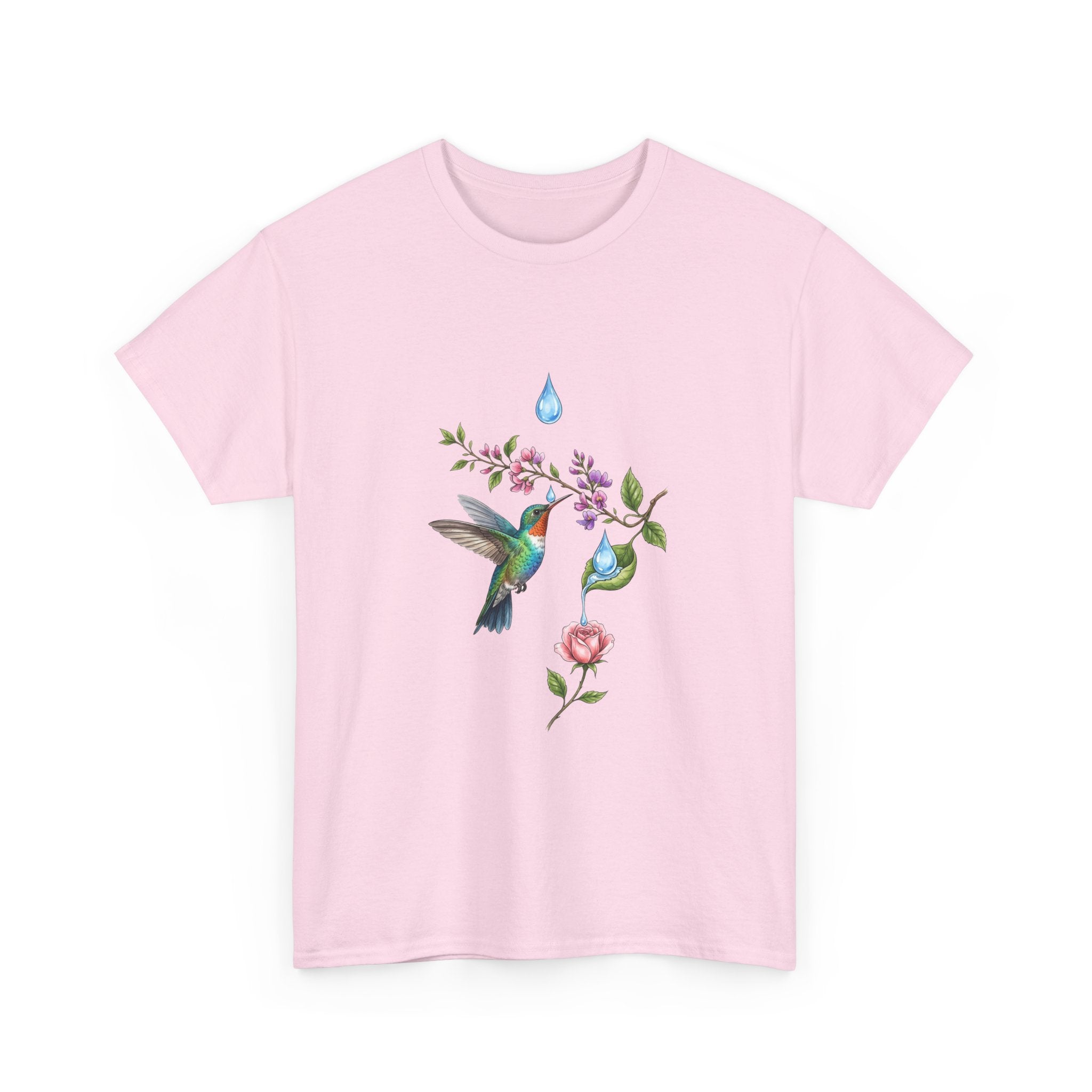 Hummingbird & Floral Tee — Watercolor Garden Shirt
