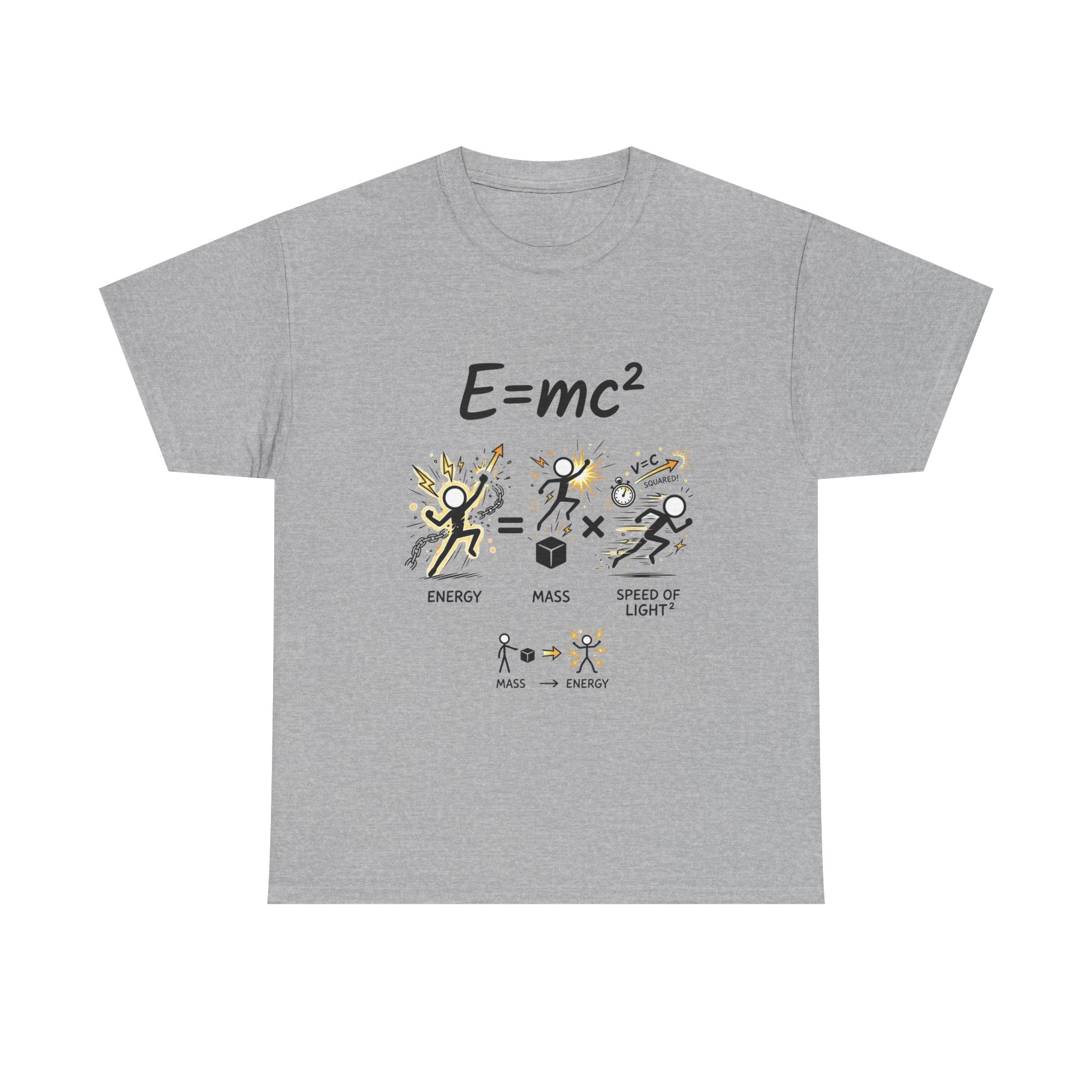 E=mc Illustrated Science T-Shirt — Funny Energy Mass Speed of Light Tee