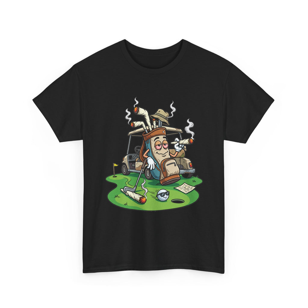 Golf weed Lounge T‑Shirt — Relaxed Golfer Cartoon Tee