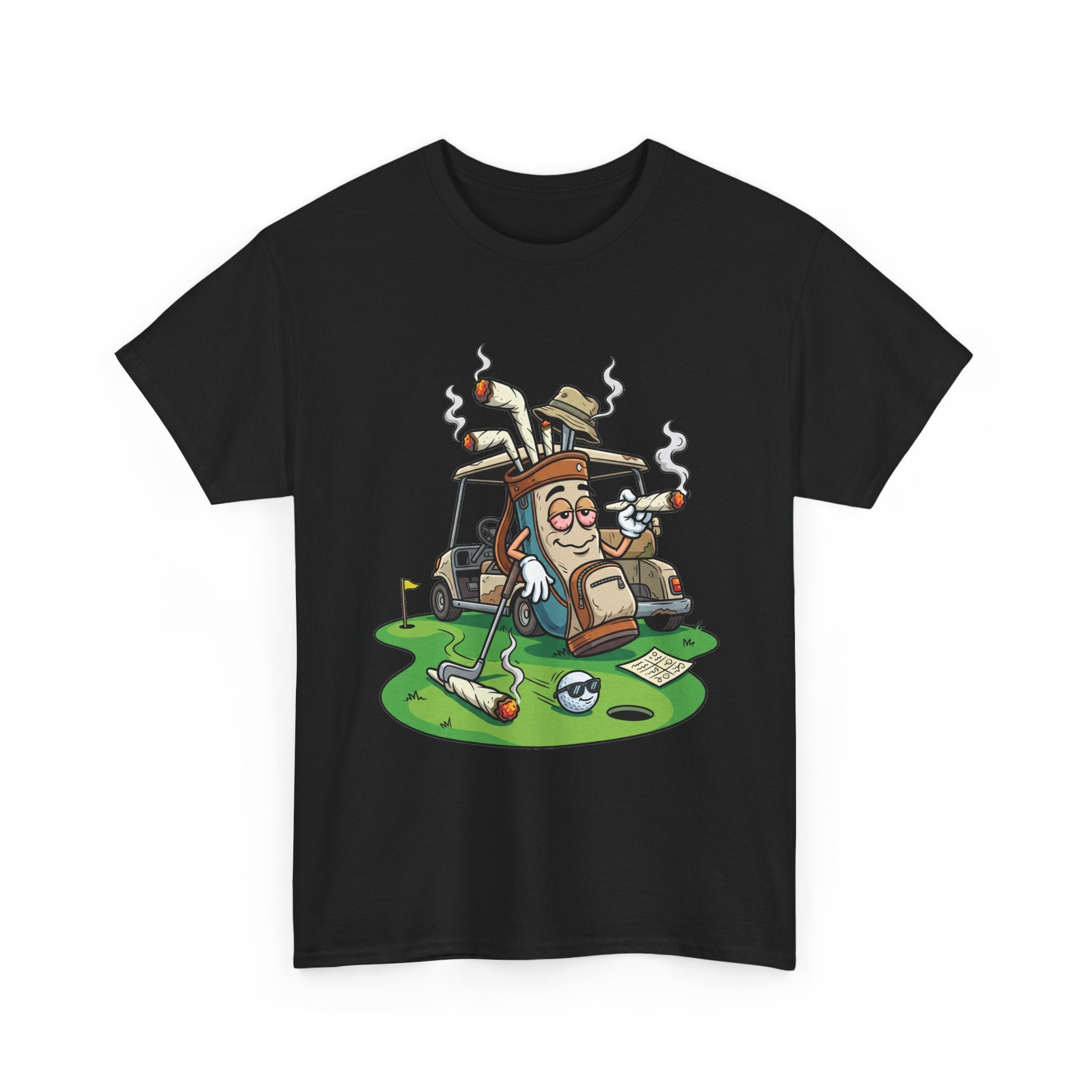 Golf weed Lounge T‑Shirt — Relaxed Golfer Cartoon Tee