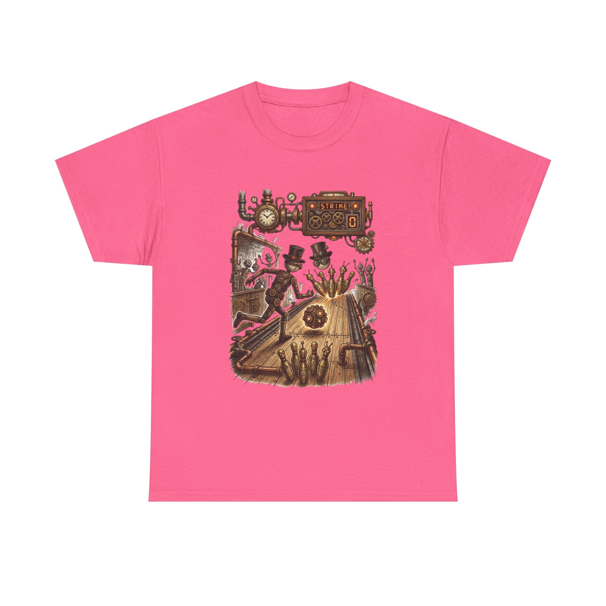 Steampunk Bowling T-Shirt — Vintage Train & Gears Graphic Tee