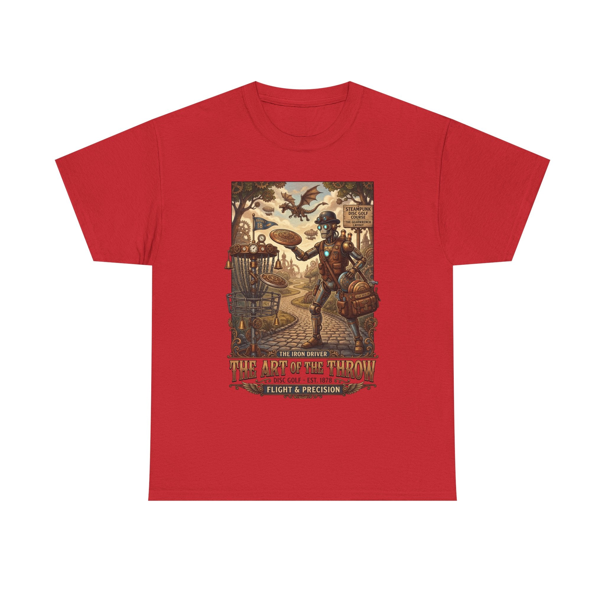Steampunk Disc Golf T-Shirt — "The Art of the Throw" Vintage Disc Golfer Graphic Tee