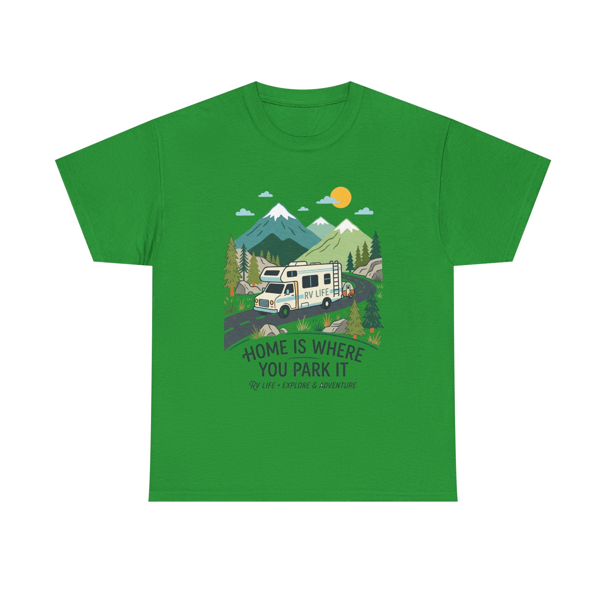 RV Camping T‑Shirt — "Home Is Where You Park It" Mountain Camper Tee