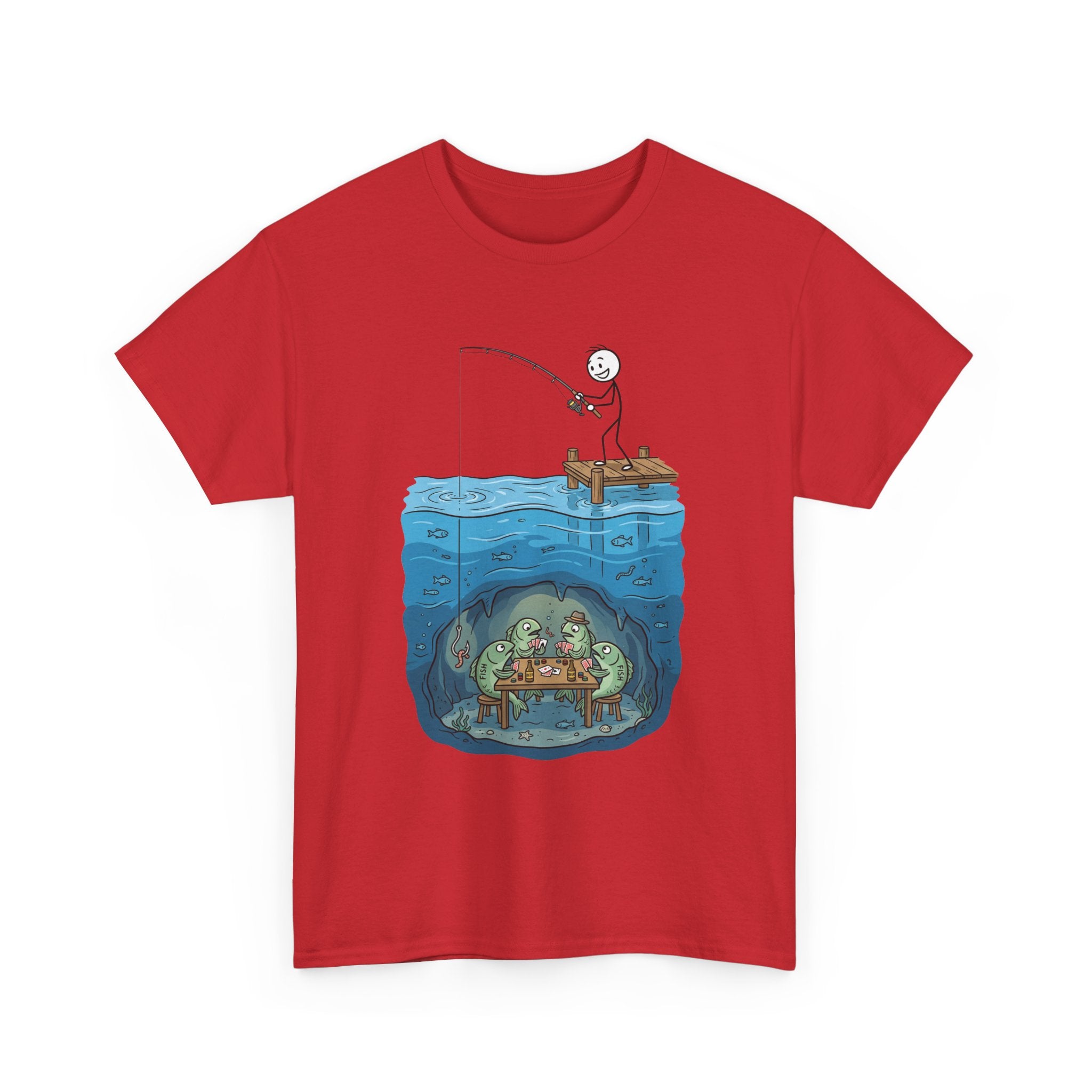 Fishing Tee — Underwater Surprise Cartoon T-Shirt (Fisherman & Sea Creatures)