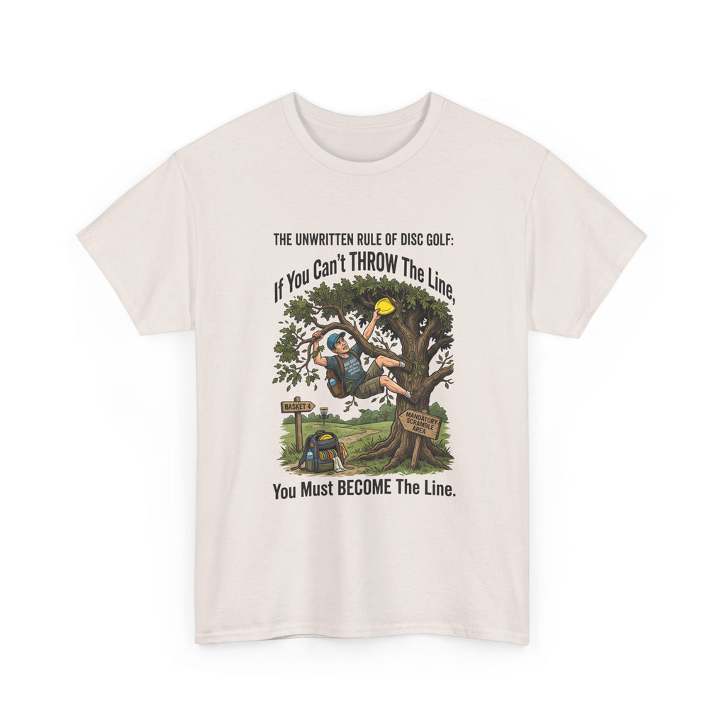 Disc Golf T-Shirt - "If You Can't Throw the Line, You Must Become the Line" Vintage Golf Cartoon Tee