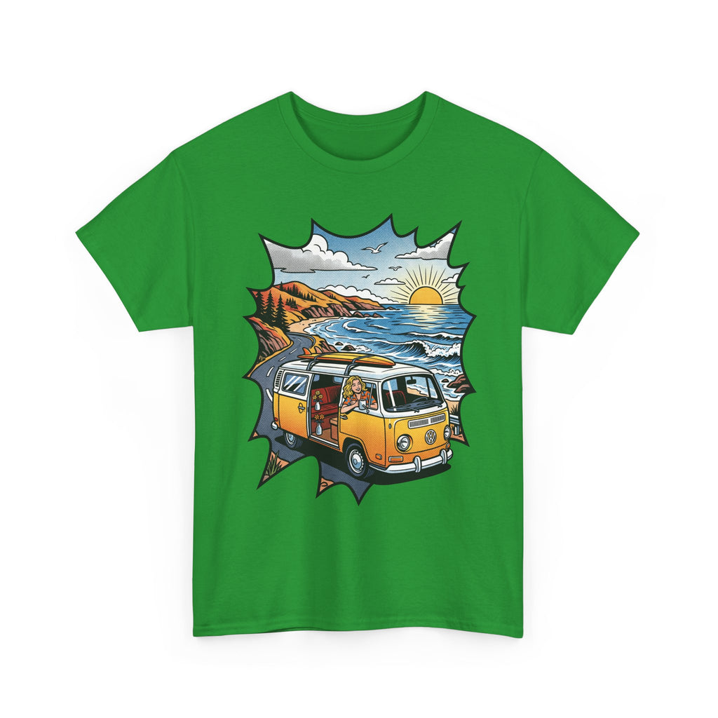 Road Trip Van T-Shirt — Vintage Camper Beach Sunset Tee