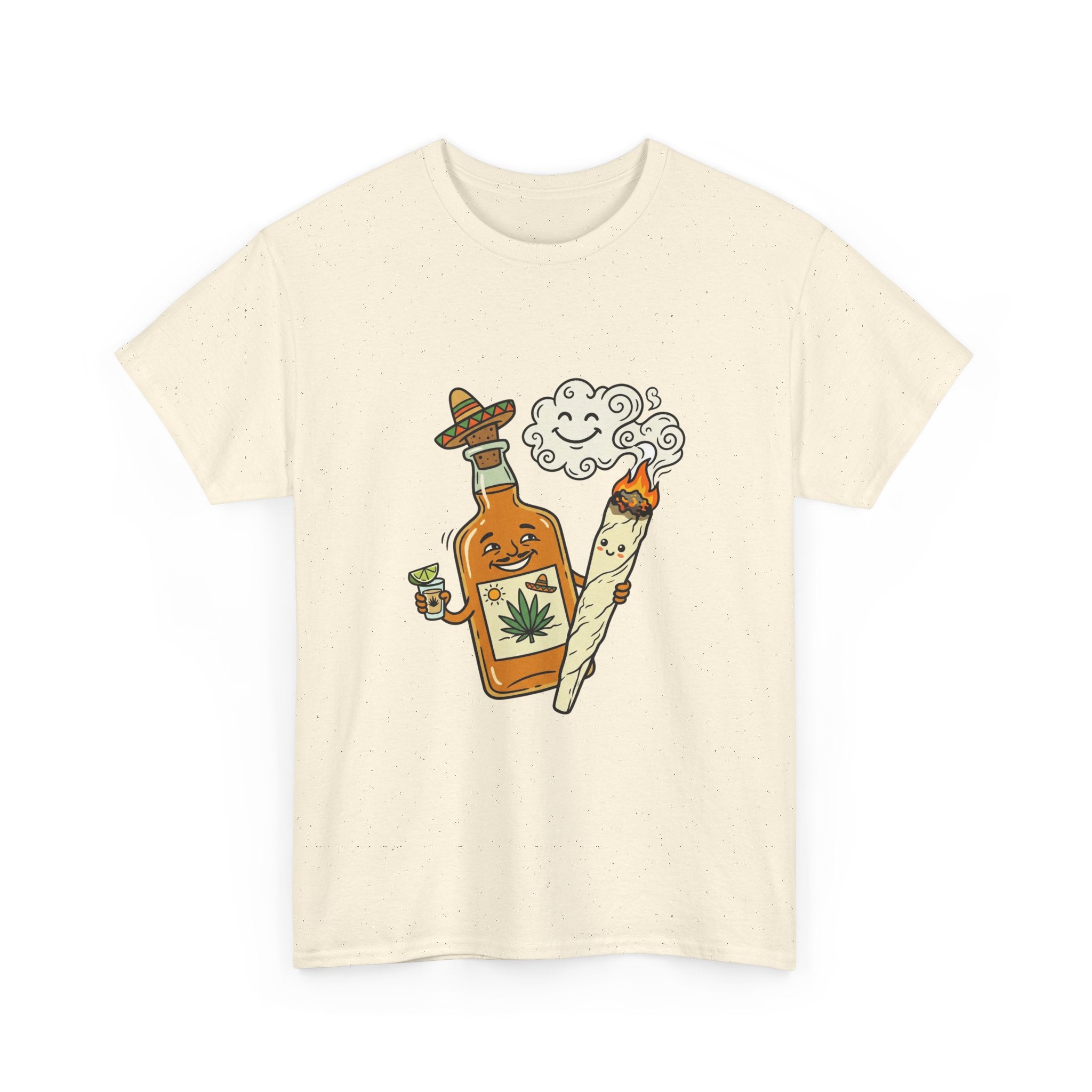 Cannabis & Tequila Tee — Funny Joint and Bottle Graphic T-Shirt
