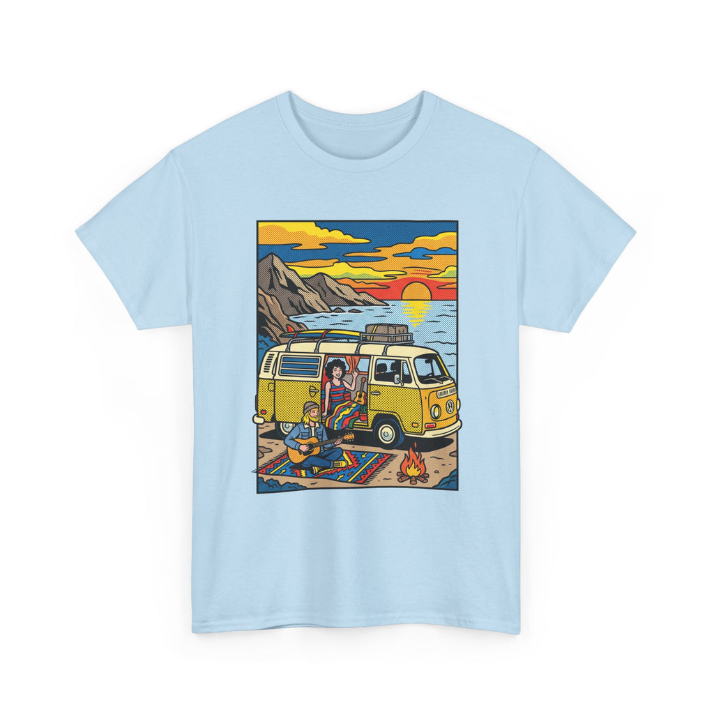 Surf Van Sunset T‑Shirt — Retro Camper Beach Scene Tee