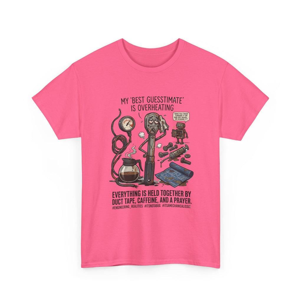 Mechanic Humor T-Shirt - "My Best Guessmate Is Overheating" Vintage Tools, Duct Tape & Caffeine Tee