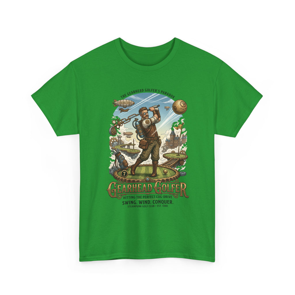 Steampunk Golf T-Shirt - 'Gearhead Golfer' Vintage Car & Golf Humor Tee