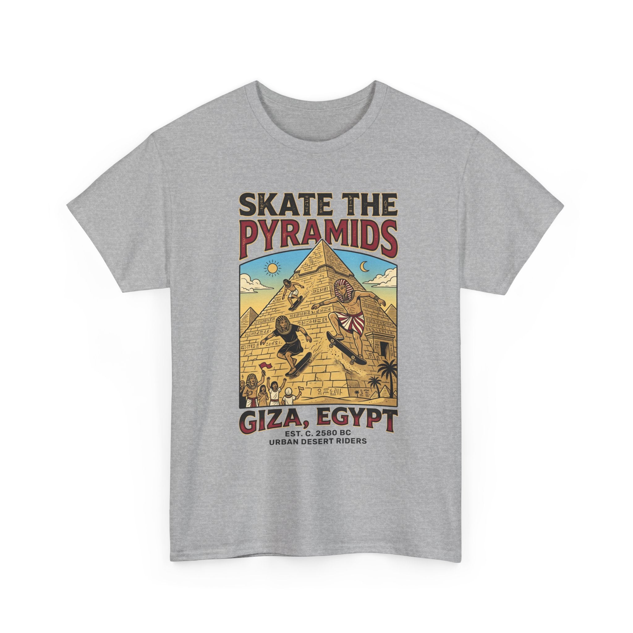 Skate The Pyramids Tee — Giza Egypt Skateboarding Graphic T-Shirt