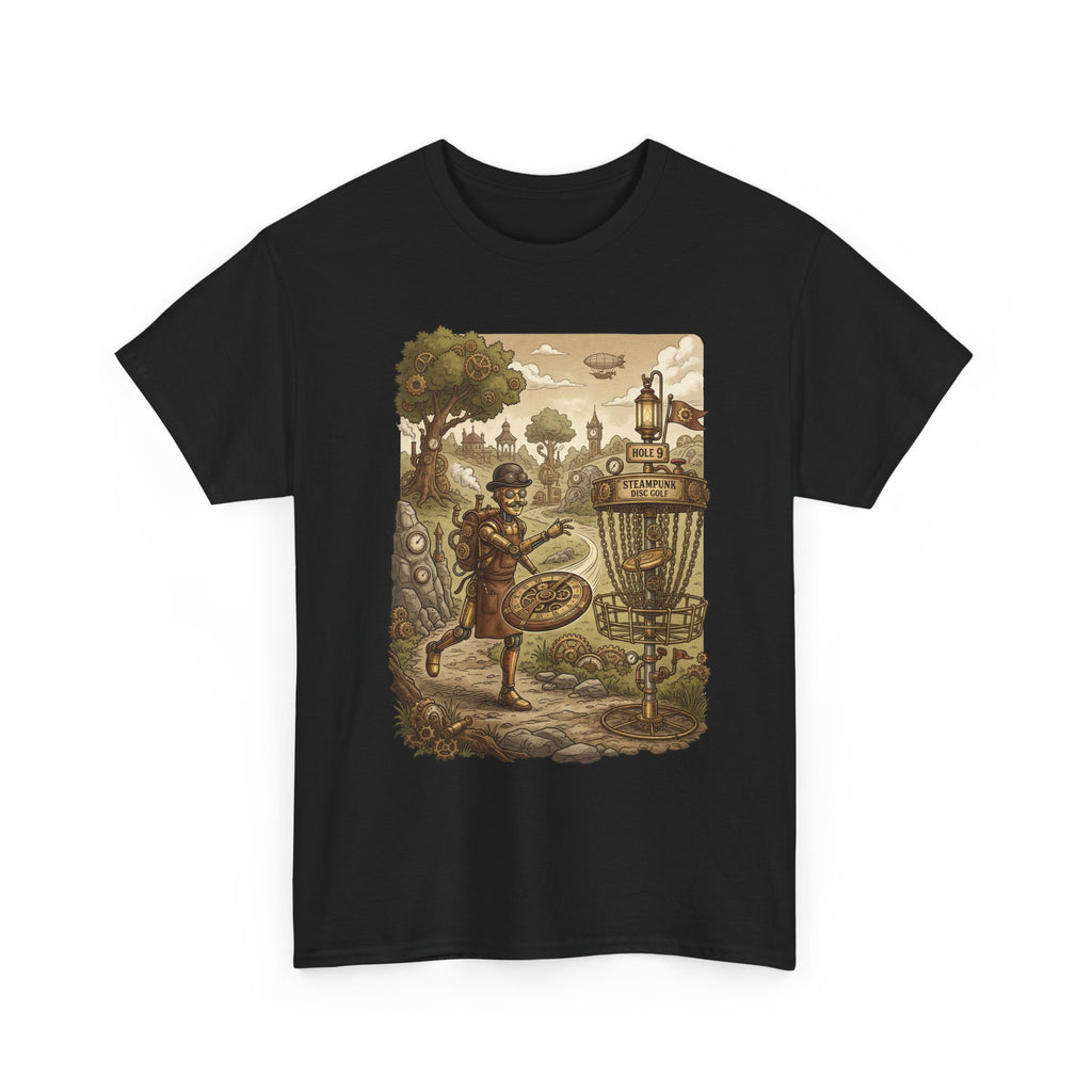 Steampunk Disc Golf Adventure Tee — Vintage Woodland Basket Design