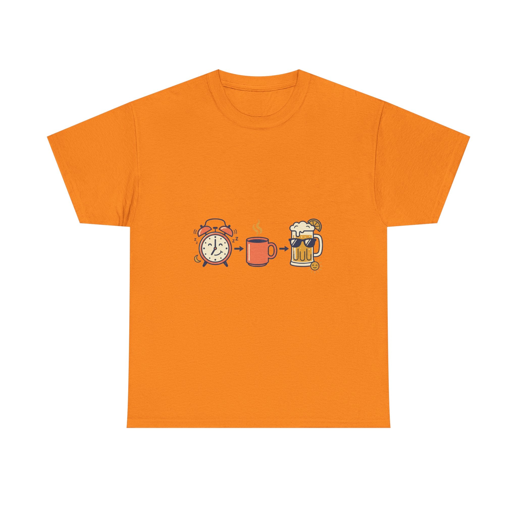 Day Drinking Tee — Alarm, Coffee & Beer Cute Icon Trio Graphic Shirt