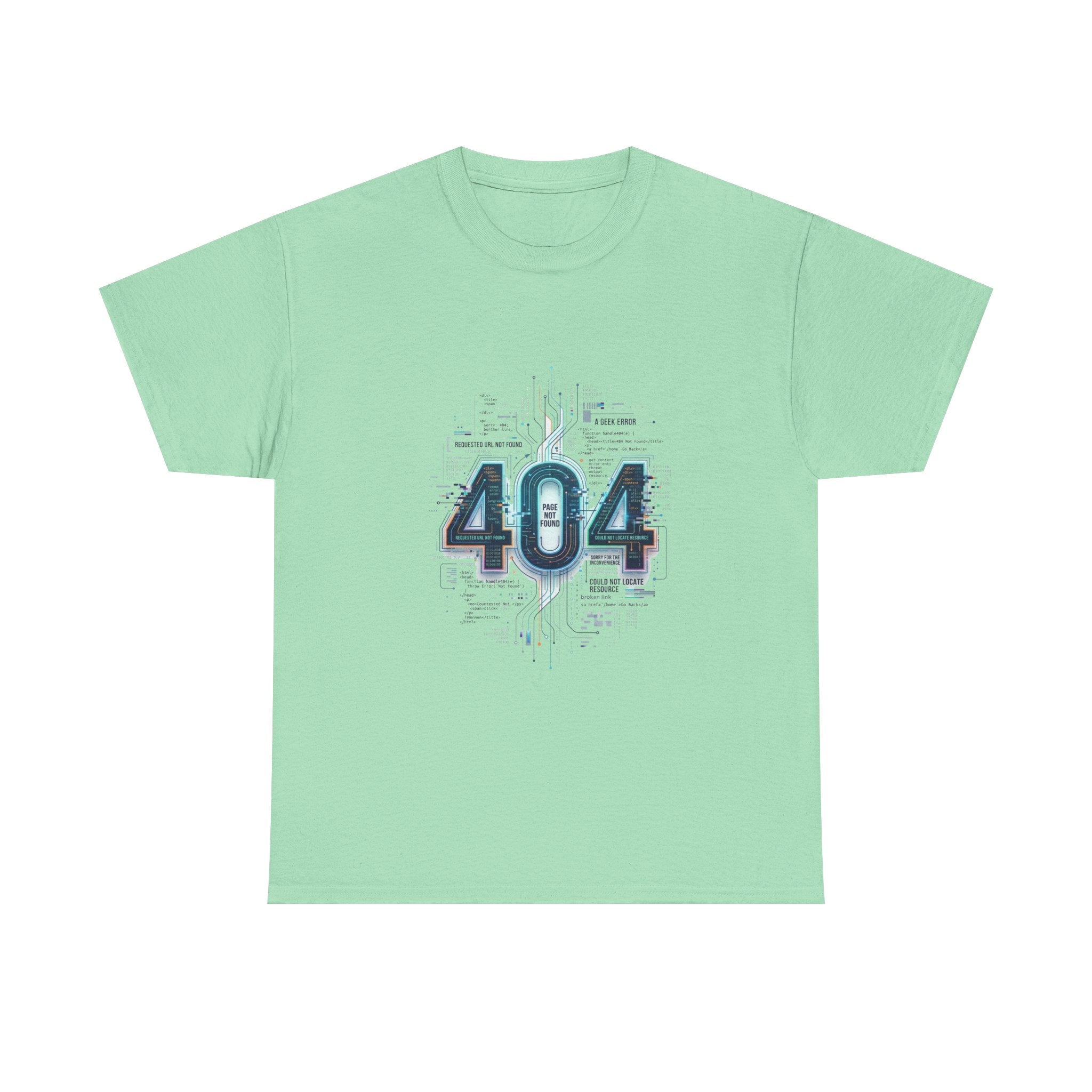 404 Error Tech Graphic Tee — Retro Cyber Glitch Computer Shirt