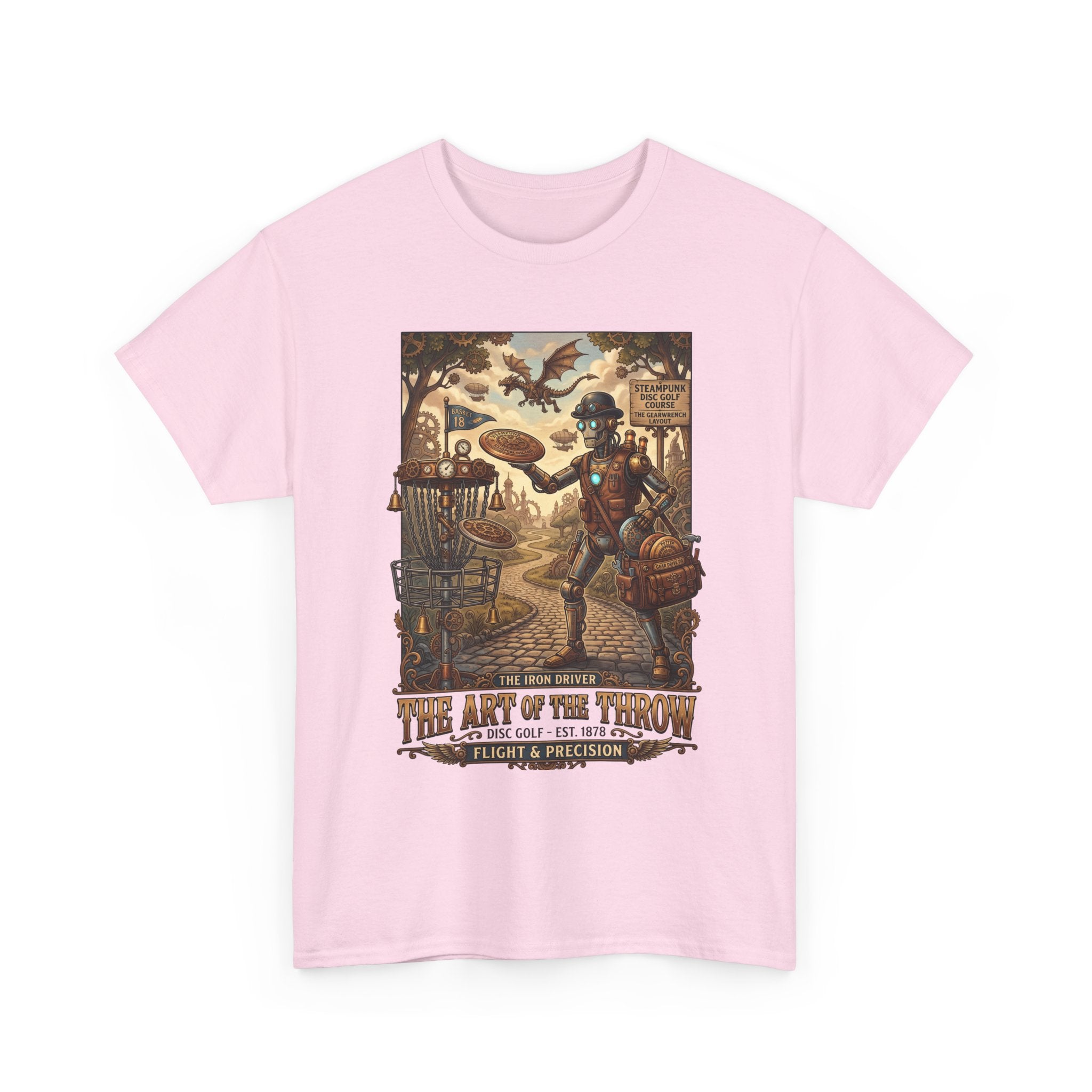 Steampunk Disc Golf T-Shirt — "The Art of the Throw" Vintage Disc Golfer Graphic Tee
