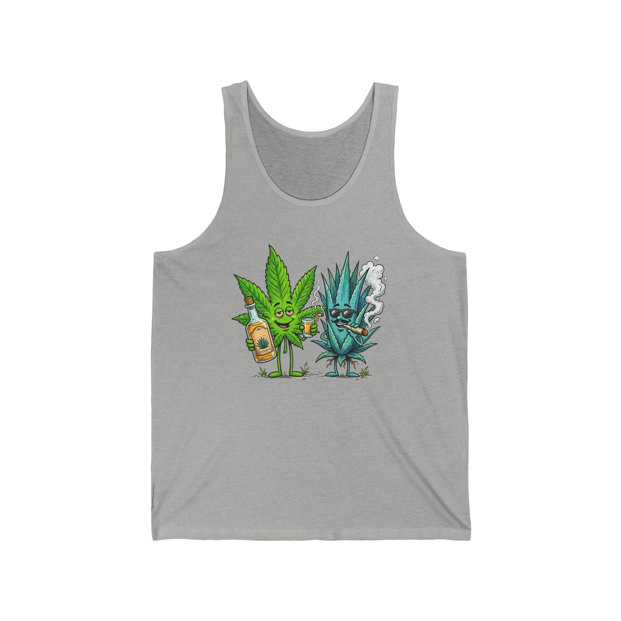 Tequila & Cannabis Buds Tank Top — Funny Marijuana/Agave Leaf & Joint Graphic Sleeveless Shirt