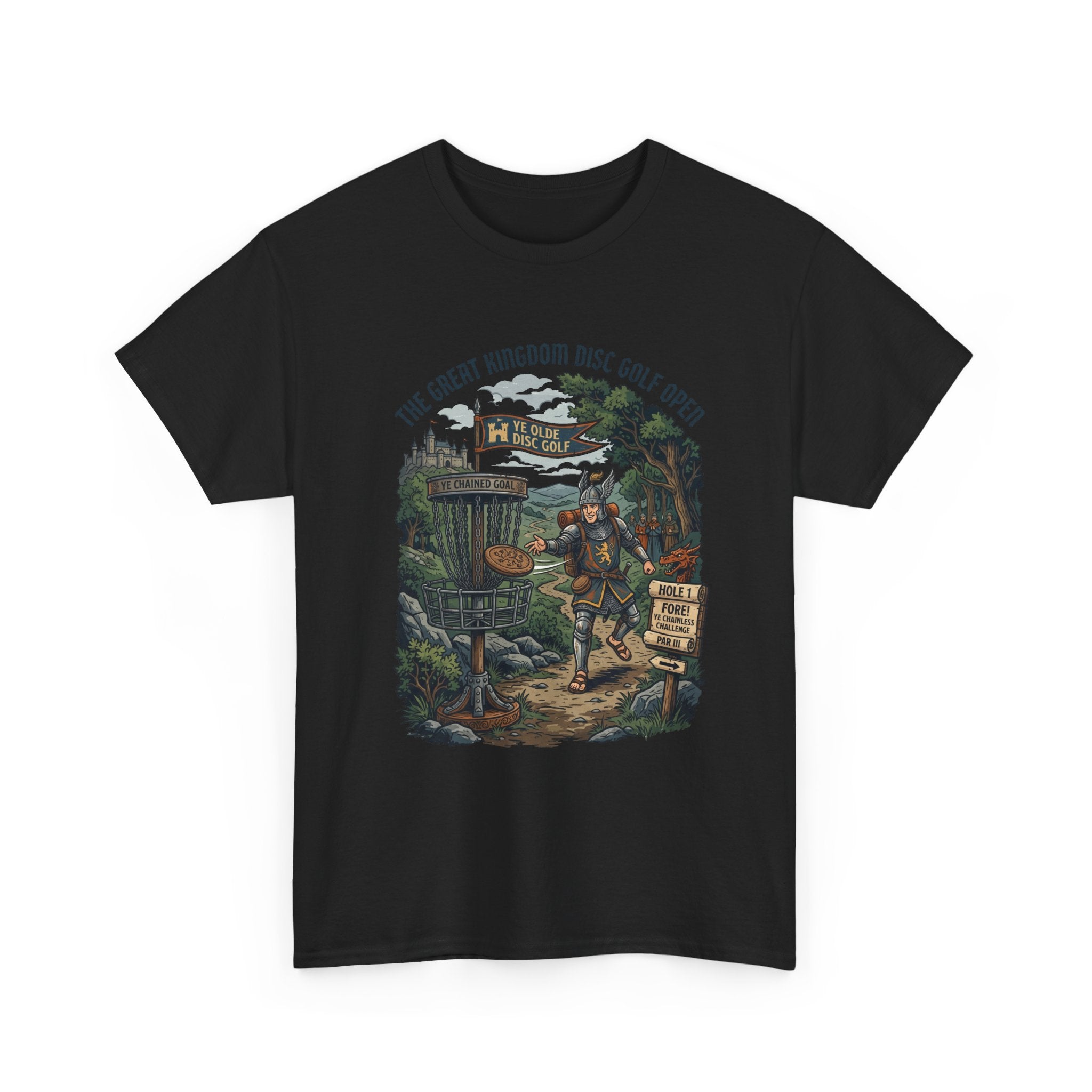 Medieval Disc Golf Adventure Tee — "The Great Kingdom Disc Golf Open" Graphic Shirt