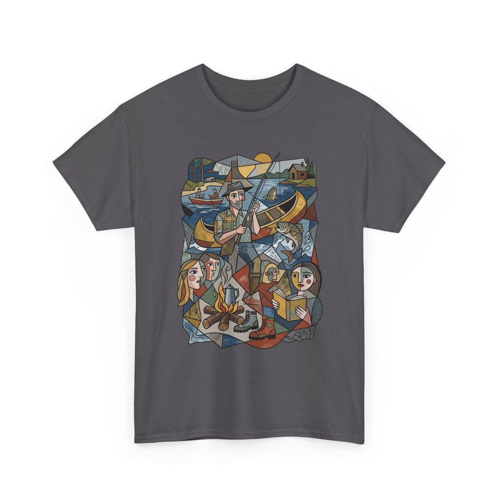 T-Shirt — Nautical Folk Art Crew: Illustrated Sailing, Fishing & Harbor Scene