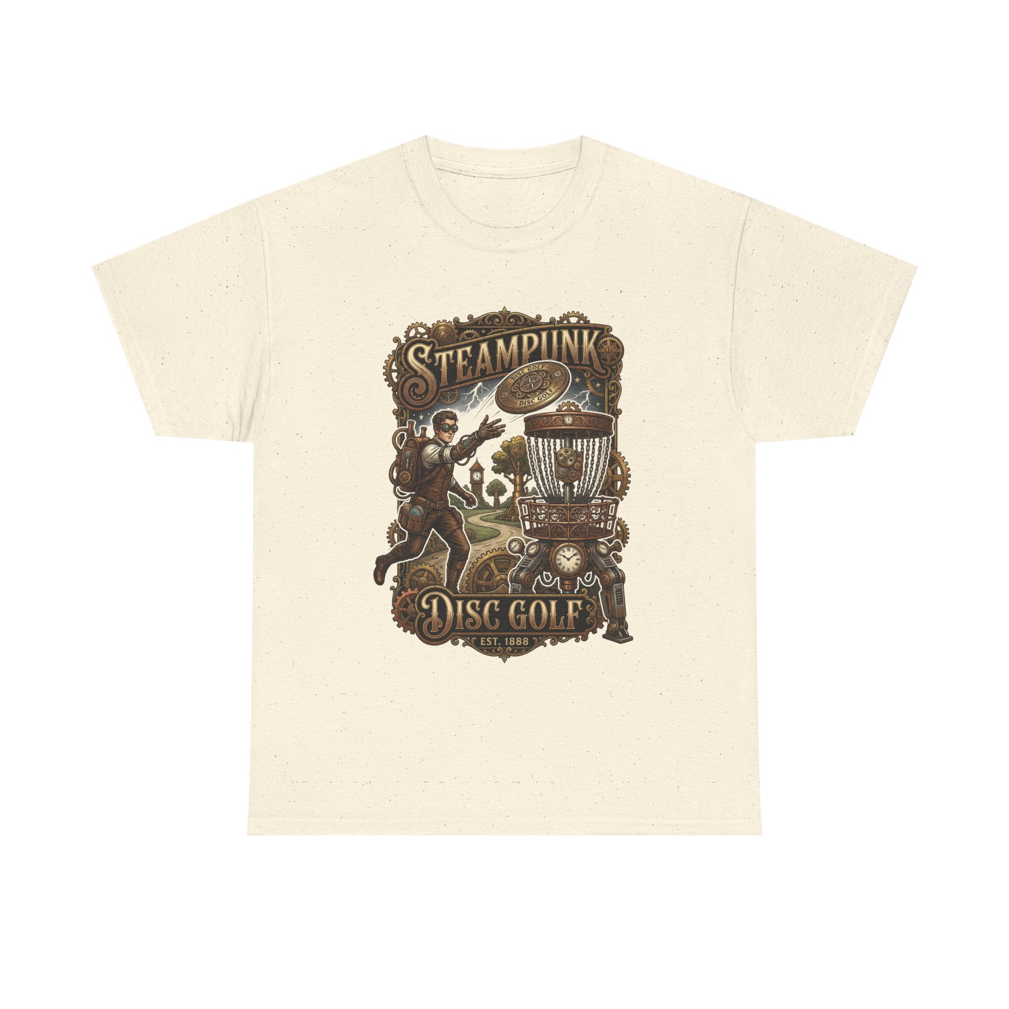 Steampunk Disc Golf T‑Shirt – Vintage Industrial Disc Golf Tee
