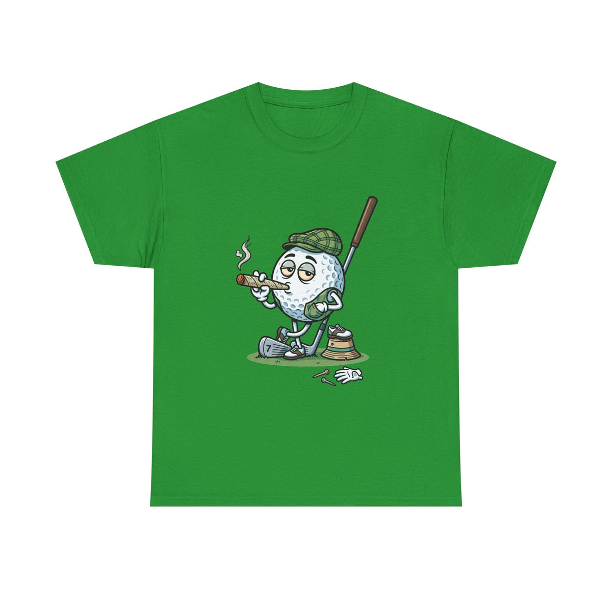 1 Golf Ball Cartoon T-Shirt — Weed Smoking Golfer Vintage Style Tee
