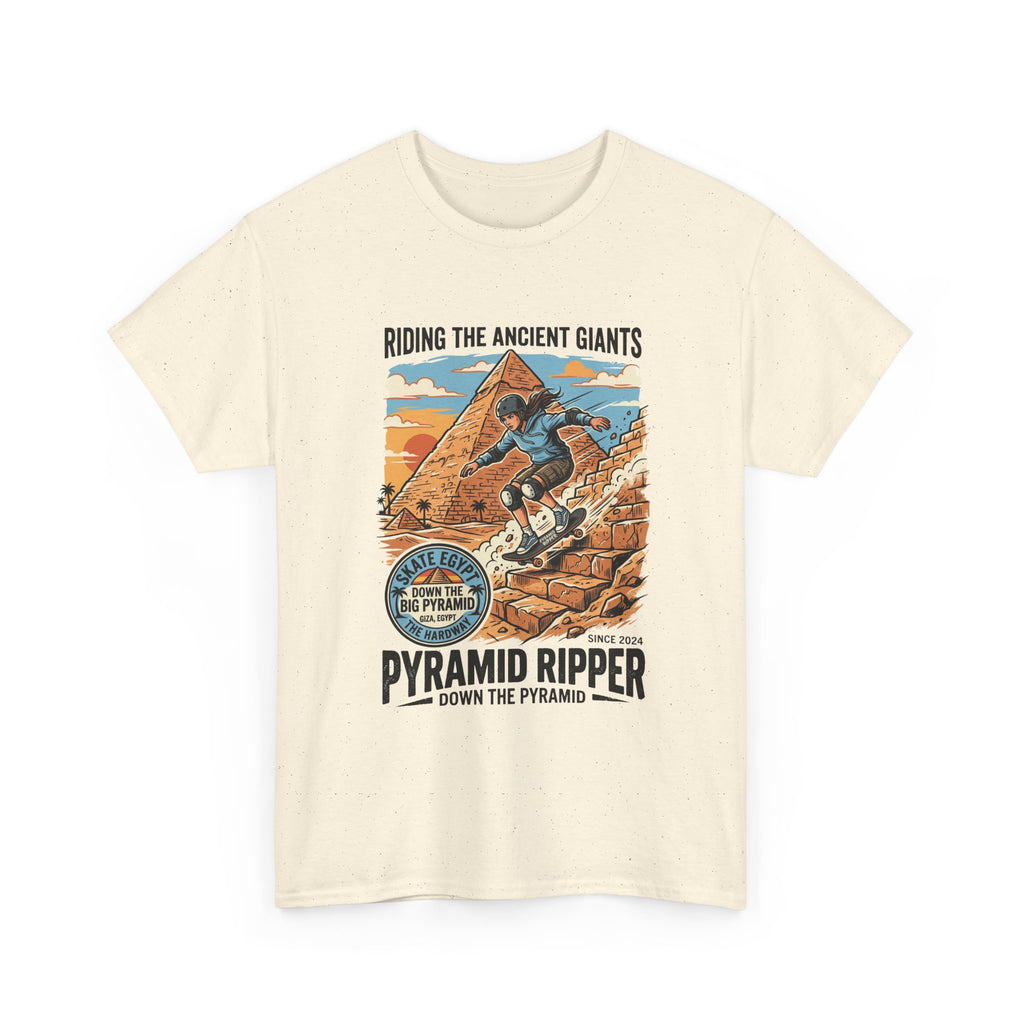 Pyramid Skateboarder T-Shirt — 'Riding the Ancient Giants' Vintage Surf Graphic