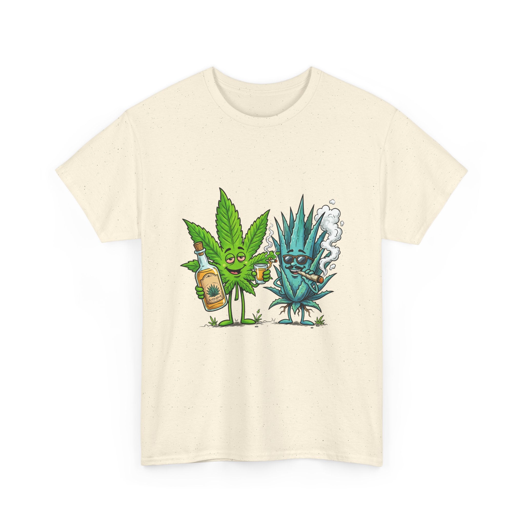 A Tequila & Cannabis Buds Friends T-Shirt — Funny Weed/Agave Leaf & Joint Graphic Tee