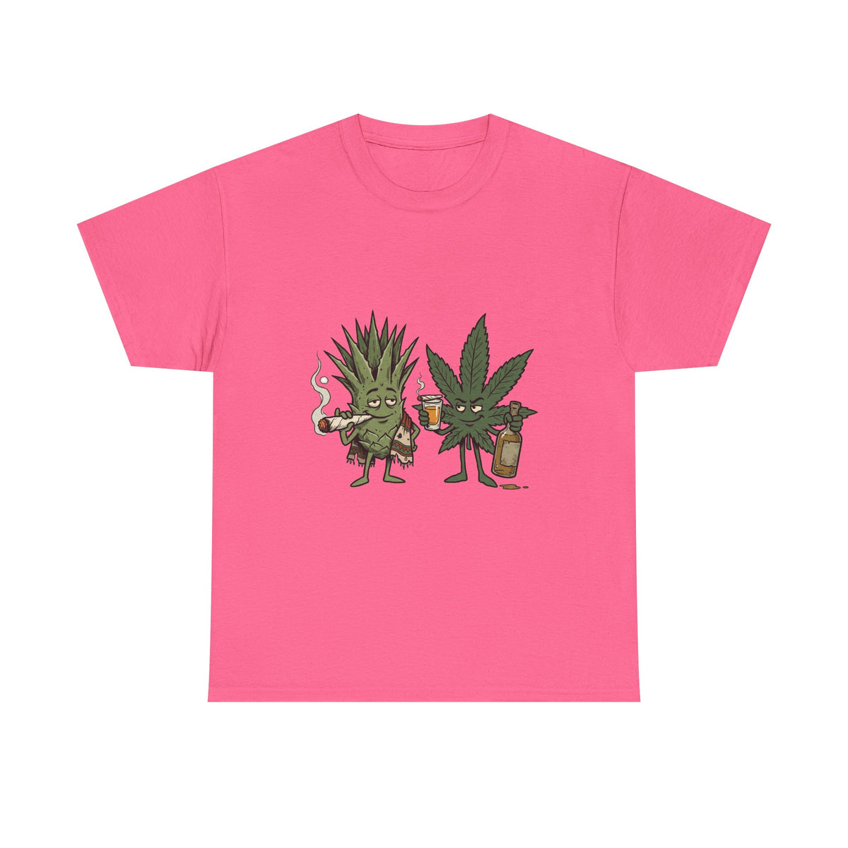 A Marijuana Leaf and Agave Friends T-Shirt – Funny Cannabis Leaf & Tequila Smoking Tee