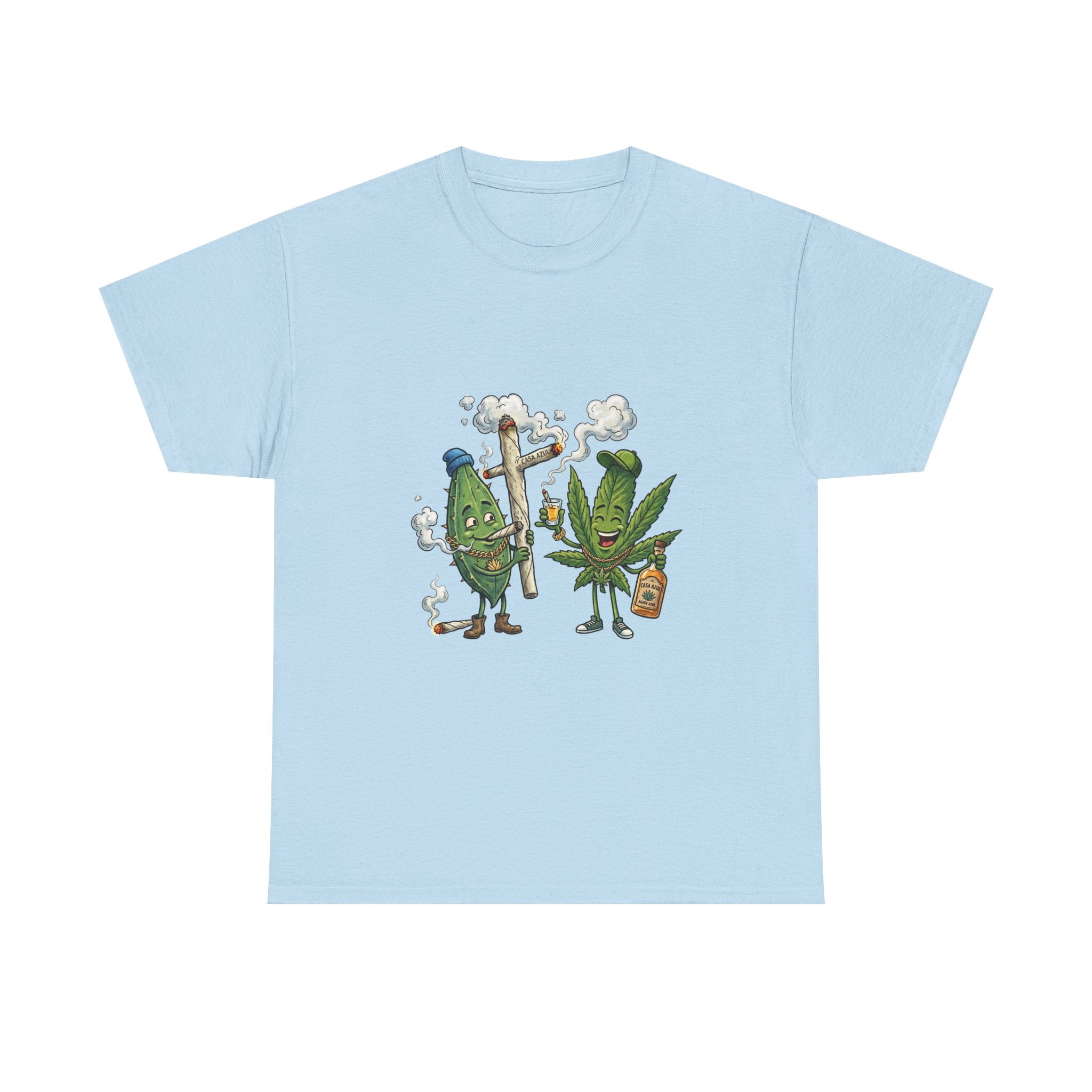1 Tequila & Cannabis Buds Cartoon Tee — Funny Smoking Weed Plant Graphic T-Shirt